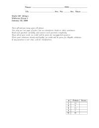 Midterm Exam 1 - Fall 2008 - Calculus | MATH 10C - Docsity