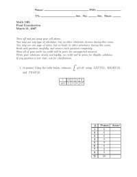 Calculus - Final Examination - Fall 2007 | MATH 10B - Docsity