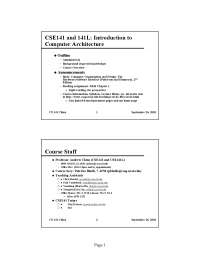 Introduction to Computer Architecture - Slides | CSE 141 - Docsity