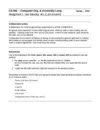 Computer Organization and Assembly Language - Assignment 1 | CS 061 ...