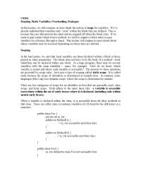 Scoping, Static Variables, Overloading and Packages - Notes | CS A201 ...