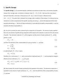 The Specific Storage of the Saturated Aquifer | ESS 110 - Docsity