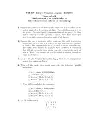 Homework 2 Questions for Computer Graphics | CSE 167 - Docsity