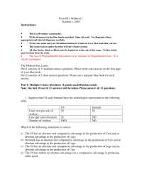 Introduction to microeconomics - Midterm Exam 1 with Answers Key | ECON ...