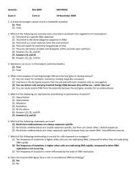 Genetics - Exam 4, Form A with Answer Key | BIOL 2004 - Docsity