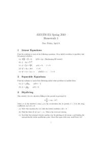 Homework 1 on Differential Equations - Linear Equations | AMATH 351