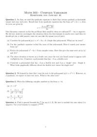 Complex Variables - 4 Questions on Homework | MATH 303