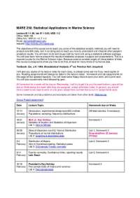 Statistical Application in Marine Science - Notes | MARE 250