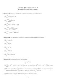 Calculus II - 3 Problems on Homework | MATH 206