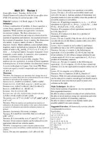 Review Sheet for Introduction to Linear Algebra | MATH 311