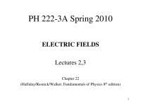Electric Fields - General Physics II - Lecture Notes | PH 222 - Docsity