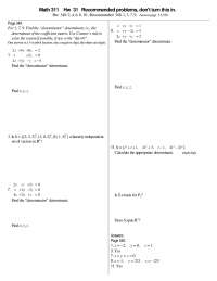Introduction to Linear Algebra - Assignment Problems | MATH 311 - Docsity