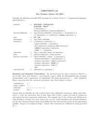 Assignment 2 on Programming Languages - Fall 2004 | CS 501 - Docsity