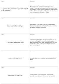 Settlement and Architecture Types, Urban Development and Growth