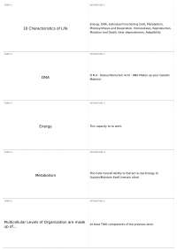 10 Characteristics of Life | BIOLOGY 101 - Introductory Biology - Docsity