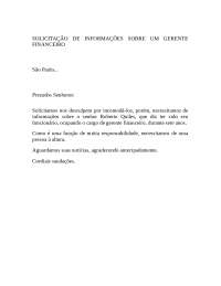 Solicitação de Informações Sobre um Gerente Financeiro: Roberto Quiles