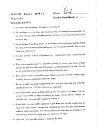 Calculus III - Exam 4 with Solved Questions - Fall 2010 | MATH 241 ...