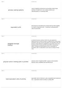 Process Costing Systems: Terms and Definitions