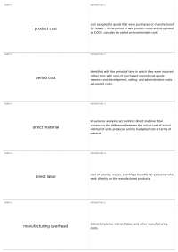 Accounting Terms: Cost Concepts and Variables