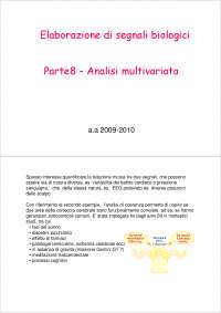 Elaborazione dei segnali biologici - Analisi multivariata