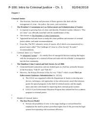 Lecture Notes on Introduction to Criminal | CJUS - Docsity
