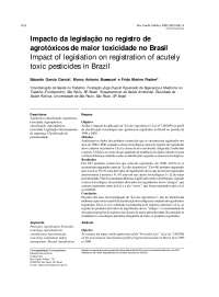 Impacto da legislação brasileira sobre agrotóxicos na toxicidade dos produtos registrados