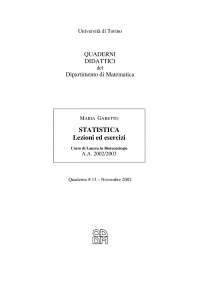 Statistica: Lezioni ed Esercizi per Biotecnologie e Ingegneria
