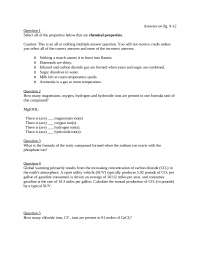25 Questions for Exam 1 - Freshman Chemistry I | CHEM 1211 - Docsity