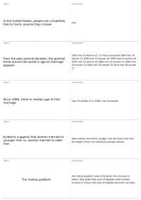 Marriage Trends and Partner Selection: Age, Interracial, and Interfaith Marriages