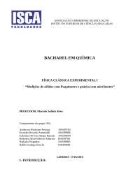 BACHAREL EM QUÍMICA FÍSICA CLÁSSICA EXPERIMENTAL I“Medições de sóli