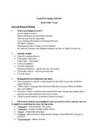 Exam 1 Study Guide for General Psychology | PSYC 10300