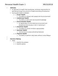 Personal Health Management: An Approach for a Lifetime | HESC 155 - Docsity