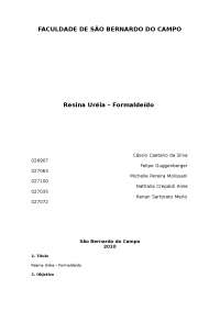 Resina uréia - formaldeído