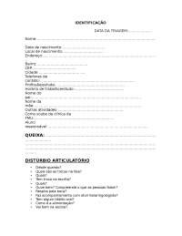 Roteiro para triagem Fonoaudiologica fmu