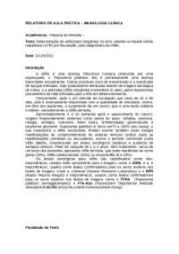 RELATORIO DE AULA PRÁTICA – IMUNOLOGIA CLÍNICAAcadêmicos : Poleana 