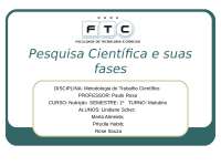 Pesquisa científica e suas fases
