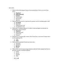 Lab Quiz Solved - Elements of Geology | GEOS 2104 - Docsity