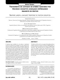 Tratamento de Lixiviado de Aterro Sanitário com Processo Oxidativo Avançado e Fenton