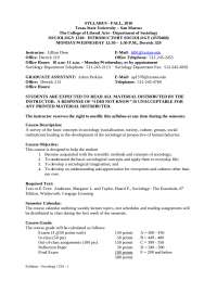 Course Syllabus - Introduction to Sociology | SOCI 1310