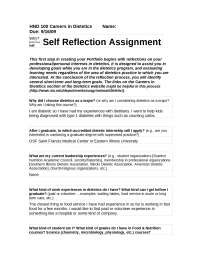 Self Reflection Assignment Rubric for the Evaluation | HND 100 - Docsity