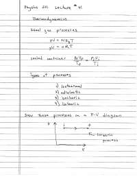 Handwritten Notes on Thermodynamics - Physics with Calculus II | PHYS ...