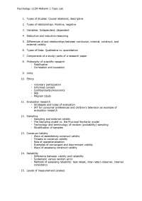 Midterm Exam 1 - Psychology Research Methods | Psych 112M