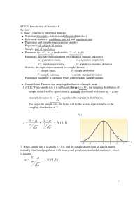 Introduction to Statistics II - Review | STA 2122 - Docsity
