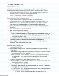 Notes on Globalization - Introduction To Sociology | SOC 1101 - Docsity
