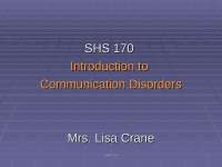 Communication Disorders: An Introduction to Speech and Language - Prof. Lisa M. Crane