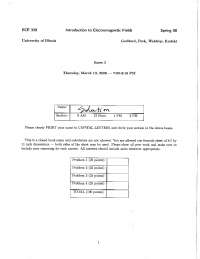 Introduction to Electromagnetic Fields - Midterm Exam | ECE 329 - Docsity