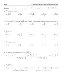 Differential and Integral Calculus - Practice Problems for Exam 6 | M ...