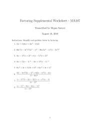 8 Problems with Answers on Precalculus I - Factoring ...
