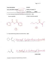 Exam 4 Solution Key Organic Chemistry II Fall 2010 CHEM 228 Docsity