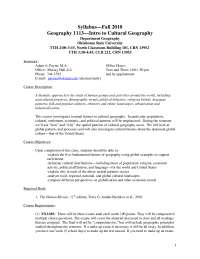 Introduction to Cultural Geography - Syllabus | GEOG 1113